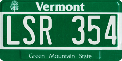 VT license plate LSR354