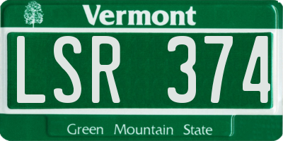 VT license plate LSR374