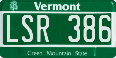 VT license plate LSR386