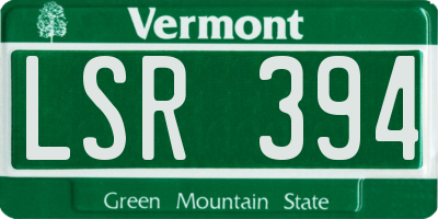 VT license plate LSR394