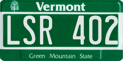 VT license plate LSR402