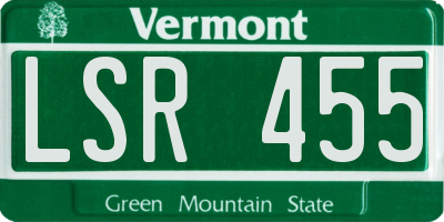 VT license plate LSR455