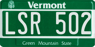VT license plate LSR502