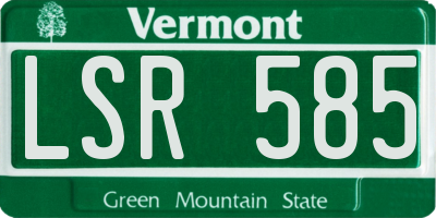 VT license plate LSR585