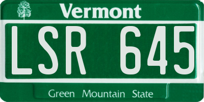 VT license plate LSR645