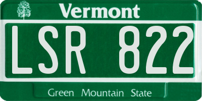 VT license plate LSR822