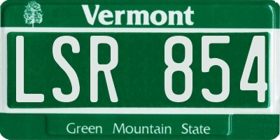 VT license plate LSR854