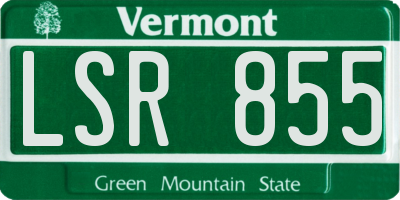 VT license plate LSR855