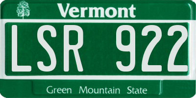 VT license plate LSR922