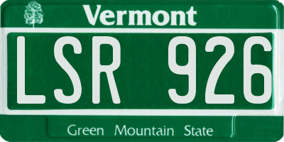 VT license plate LSR926
