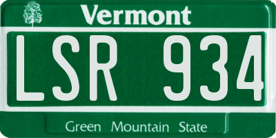 VT license plate LSR934