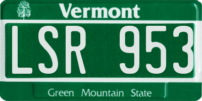 VT license plate LSR953
