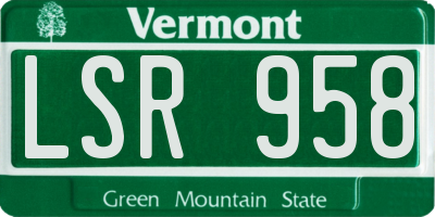 VT license plate LSR958