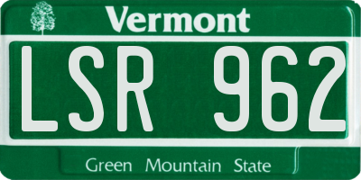 VT license plate LSR962
