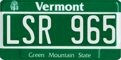 VT license plate LSR965