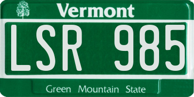 VT license plate LSR985