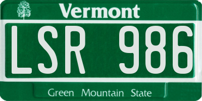 VT license plate LSR986