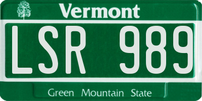 VT license plate LSR989