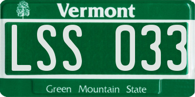 VT license plate LSS033