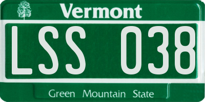VT license plate LSS038