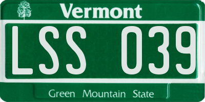 VT license plate LSS039