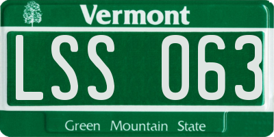 VT license plate LSS063