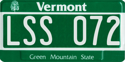 VT license plate LSS072