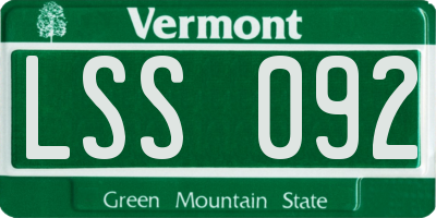 VT license plate LSS092