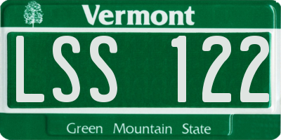 VT license plate LSS122