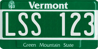 VT license plate LSS123