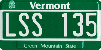 VT license plate LSS135