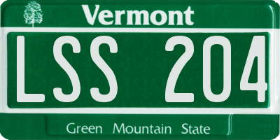 VT license plate LSS204