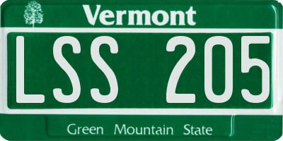 VT license plate LSS205