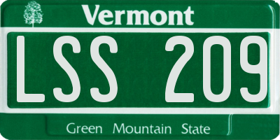 VT license plate LSS209