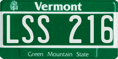 VT license plate LSS216