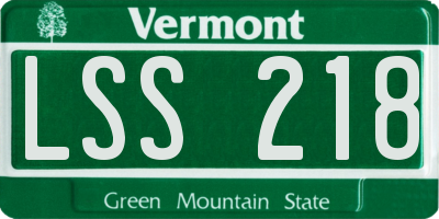 VT license plate LSS218