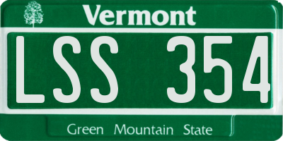 VT license plate LSS354
