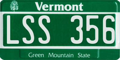 VT license plate LSS356