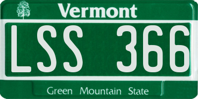 VT license plate LSS366