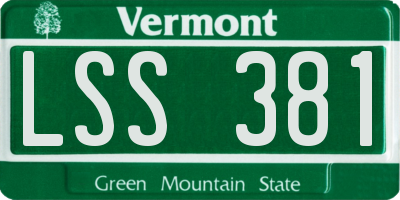 VT license plate LSS381
