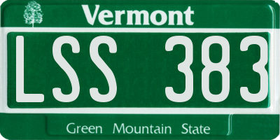 VT license plate LSS383