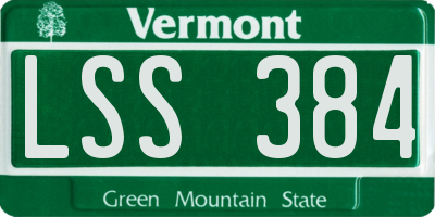 VT license plate LSS384