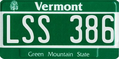 VT license plate LSS386