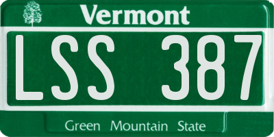 VT license plate LSS387