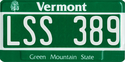 VT license plate LSS389