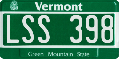 VT license plate LSS398