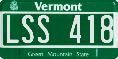 VT license plate LSS418