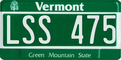 VT license plate LSS475