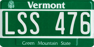VT license plate LSS476