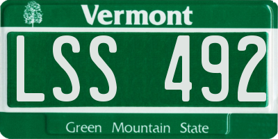 VT license plate LSS492